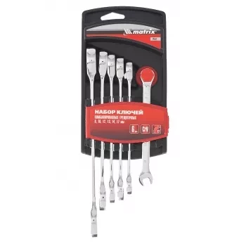 Набор ключей комбинированных трещеточных 6 штук Matrix 14511 купить в Кургане