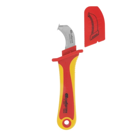 Нож диэлектрический Сибртех до 1000 В, для снятия оплетки электрокабелей 78808 купить в Кургане