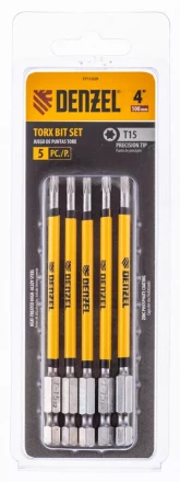 Бита T15x100 мм, 5 шт. Denzel 7711329 купить в Кургане