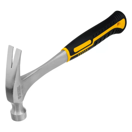Молоток-гвоздодер 350 г Denzel, цельнометаллический, двухкомпонентная рукоятка 10422 купить в Кургане