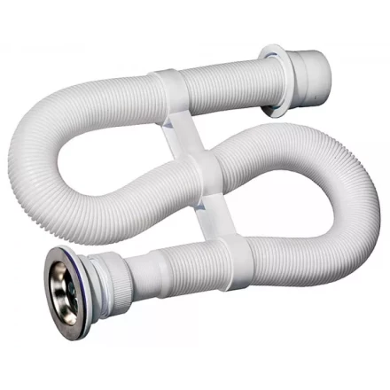 Сифон ЗУБР &quot;МАСТЕР&quot; гофрированный для моек и раковин, выпуск - нержавеющая чашка, 0,9м 51883-09 купить в Кургане