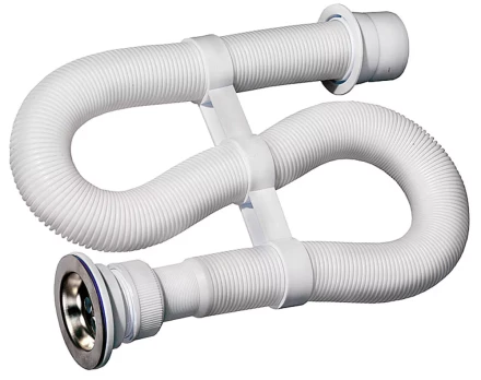 Сифон ЗУБР &quot;МАСТЕР&quot; гофрированный для моек и раковин, выпуск - нержавеющая чашка, 0,9м 51883-09 купить в Кургане