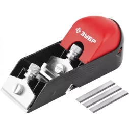 Рубанок ЗУБР "МАСТЕР" "МИНИ" металлический, торцевой, 5 запасных ножей в комплекте, 50х150мм 1862_z01