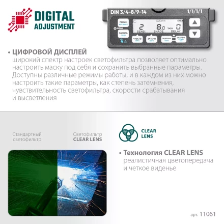 Маска сварщика с автоматическим светофильтром 11061 купить в Кургане