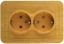 Розетка СВЕТОЗАР "ГАММА" с заземлением, двойная, цвет ольха, 16А/~250В SV-54107-A купить в Кургане