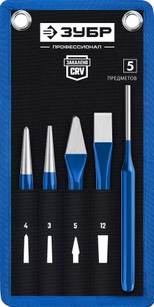 ЗУБР 5 предметов, набор шестигранных зубил и кернеров в чехле, Профессионал (21070-H5) купить в Кургане