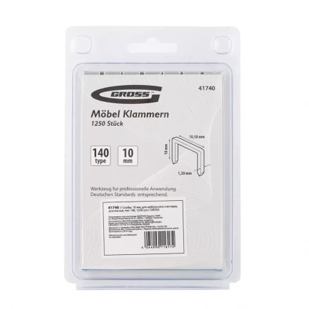 Скобы 10 мм для мебельного степлера усиленные тип 140 1250 шт GROSS 41740 купить в Кургане