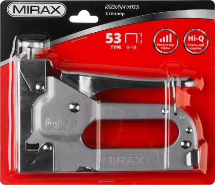 Степлер с регулировкой силы удара, металлический корпус, для тонкой скобы тип 53 (4-14 мм), MIRAX 3144 купить в Кургане