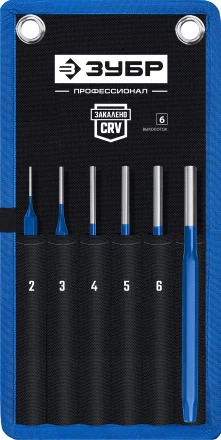 ЗУБР 6 предметов, набор шестигранных выколоток в чехле, Профессионал (21070-H6) купить в Кургане