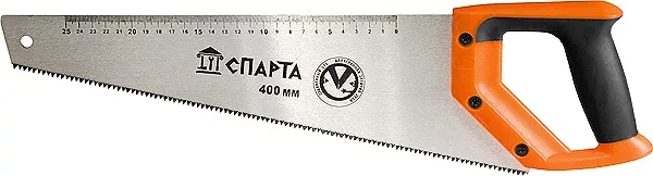 Ножовка по дереву 400 мм 7-8 TPI зуб-2D каленый зуб линейка двухкомпонентная рукоятка SPARTA 235015 купить в Кургане