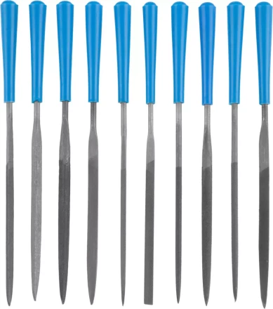 Набор ЗУБР &quot;ЭКСПЕРТ&quot;: Надфили, пластмассовая ручка, насечка 2 = Бархатная, с чехлом, 100мм, 10шт 16023-2-H10 купить в Кургане