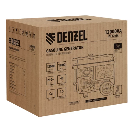 Генератор бензиновый Denzel PS-120EA, 12 кВт,230 В, 40л, разъём ATS,эл.старт купить в Кургане