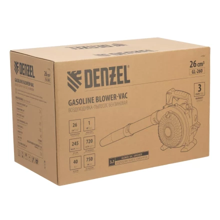 Воздуходувка-пылесос бензиновая Denzel GL-260 57902, 26 см3, 1 л.с. купить в Кургане