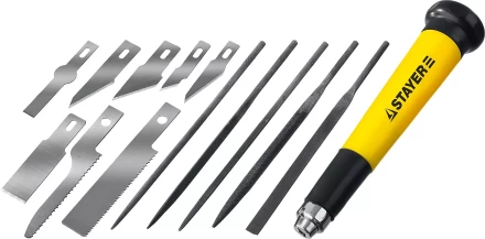 Набор STAYER Нож “MASTER” для точных работ в комплекте с лезвиями различной формы и надфилями, в чехле,38 предметов 09145-H38 купить в Кургане