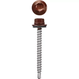 Саморезы СКМ кровельные, RAL 3005 темно-красный, 19 x 5.5 мм, 2 500 шт, для металлических конструкций, STAYER 30300-55-019-3005