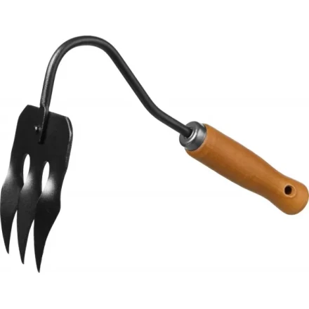 GRINDA PROLine. Грабли-рыхлитель 3-хзубые с деревянной ручкой 120х86х265мм 421514 купить в Кургане