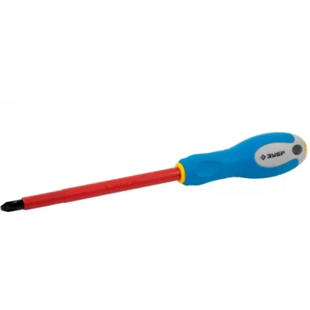 ЗУБР &quot;ПРОФИ ЭЛЕКТРИК&quot;. Отвертка Cr-V, трехкомпонент рукоятка, высоковольтная до ~1000В, PH №3, 150 мм 25262-3-150 купить в Кургане