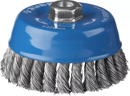 ЗУБР &quot;ПРОФЕССИОНАЛ&quot;. Щетка чашечная для УШМ, плетеные пучки стальной проволоки 0,5мм, 120ммхМ14 35275-120_z02 купить в Кургане