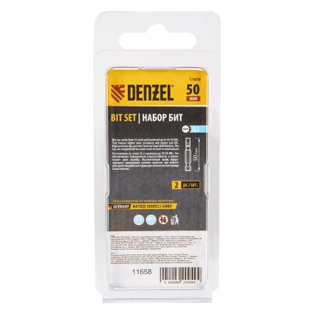 Бита SL5,0х50, сталь S2, шестигранный профиль, 2 шт. Е 6,3 Denzel 11658 купить в Кургане
