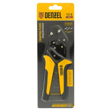 Клещи для обжима неизолированных наконечников НК и НВ, разъемов РП, 1,5 - 6 мм2 Denzel 17746 купить в Кургане