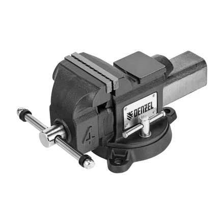 Тиски слесарные BVH-100, 100 мм, поворотные, стальная направляющая, с наковальней //Denzel 18683 купить в Кургане