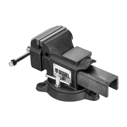 Тиски слесарные BVH-100, 100 мм, поворотные, стальная направляющая, с наковальней //Denzel 18683 купить в Кургане