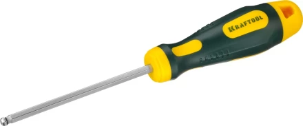 Отвертка KRAFTOOL, Cr-Mo-V сталь, двухкомпонентная противоскользящая рукоятка, HEX, №5x100мм 250075-5-100 купить в Кургане