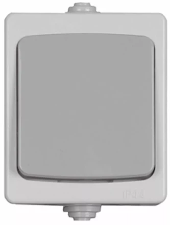Выключатель СВЕТОЗАР &quot;АВРОРА&quot; одноклавишный, IP44, цвет серо-белый, 10А/~250В SV-54332-W купить в Кургане