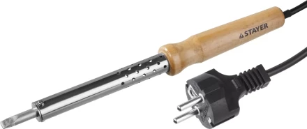 Паяльник с деревянной рукояткой и долговечным жалом, STAYER &quot;MASTER&quot; MAXTerm, 55310-100, 100 Вт, клин 55310-100 купить в Кургане