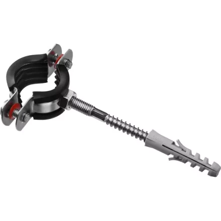 Хомут трубный с гайкой, оцинкованный, в комплекте с сантехнической шпилькой и дюбелем, 3/4", 1шт, ЗУБР Мастер 37866-25-29 37866-25-29 купить в Кургане