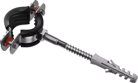 Хомут трубный с гайкой, оцинкованный, в комплекте с сантехнической шпилькой и дюбелем, 3/4", 1шт, ЗУБР Мастер 37866-25-29 37866-25-29 купить в Кургане