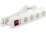 Удлинитель бытовой с заземлением, выключателем и шторками, 3*1,5мм*3м, 4 розетки, 16A, STERN 95746 купить в Кургане
