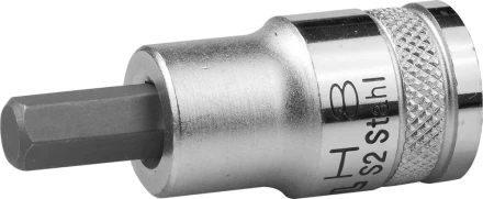 Торцовая бита-головка KRAFTOOL "INDUSTRIE QUALITAT", материал S2, HEX, сатинированная, 1/2", H8 27908-08_z01 купить в Кургане