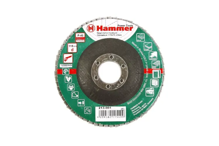 Круг Лепестковый Торцевой (КЛТ) HAMMER КЛТ 1 Ф115х22 Р40 213-001 купить в Кургане
