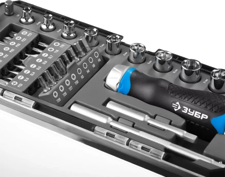 Набор ЗУБР &quot;ПРОФЕССИОНАЛ&quot;: Отвертка реверсив с двухкомп рукоят, насадки, CrMo, рукоят с отсеком для хранения бит, 38 предметов 25352-H38 купить в Кургане