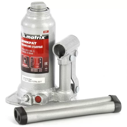 Домкрат гидравлический бутылочный телескопический 2 т подъем 170-380 мм MATRIX 50741 купить в Кургане