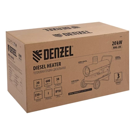 Дизельная тепловая пушка Denzel NHG-20i, 20 кВт, 600 м3/ч, непрямой нагрев, цифровой термостат купить в Кургане