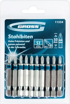 Набор бит РН3х50, сталь S2, 10шт GROSS 11336 купить в Кургане