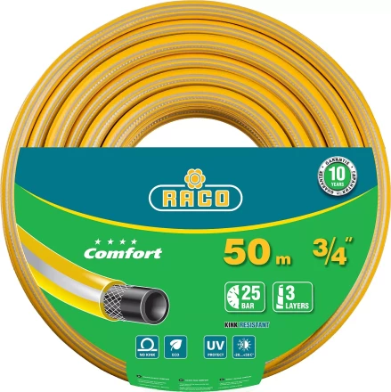 Шланг RACO COMFORT поливочный, 25атм., армированный, 3-х слойный, 3/4&quot;х50м 40303-3/4-50_z01 купить в Кургане