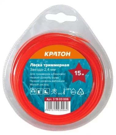 Леска триммерная Кратон Звезда-2,4мм 3 19 03 006 купить в Кургане