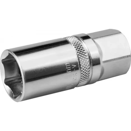 Торцовая головка KRAFTOOL &quot;INDUSTRIE QUALITAT&quot;, свечная с резин. вставк., Cr-V, FLANK, хромосатинированная, 1/2&quot;, 16мм 27812-16_z01 купить в Кургане