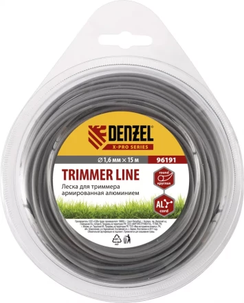 Леска для триммера армированная алюминием X-Pro круглая 1,6мм х 15м блистер Россия  Denzel 96191 купить в Кургане