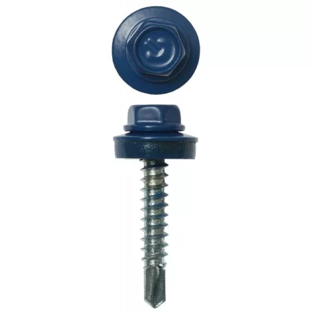 Саморезы ЗУБР &quot;ПРОФЕССИОНАЛ&quot; окраш., RAL 5005 синий насыщен., для крепл. кров. матер. к дерев. обреш., 4.8x29мм, 400шт 4-300315-48-029-5005 купить в Кургане