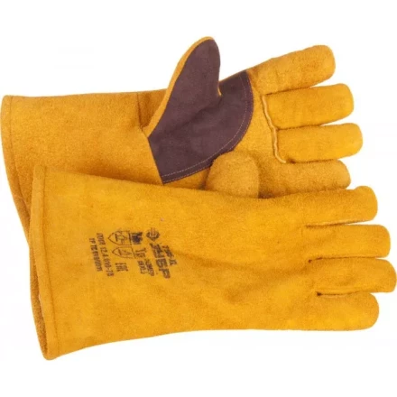 Термостойкие краги ЗУБР для сварки и тяжелых механических работ, утепленные, спилковые, 350мм 11335-XL купить в Кургане