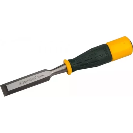 Стамеска KRAFTOOL &quot;EXPERT&quot; упрочненное полотно, ударочпрочная двухкомп ручка, стальной затыльник для ударных работ,20мм 1815-20_z01 купить в Кургане