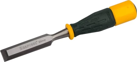 Стамеска KRAFTOOL &quot;EXPERT&quot; упрочненное полотно, ударочпрочная двухкомп ручка, стальной затыльник для ударных работ,20мм 1815-20_z01 купить в Кургане