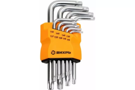 Набор ключей имбусовых Вихрь Torx , 9 шт, T10-T50 73/6/5/12 купить в Кургане