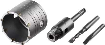 Коронка ЗУБР буровая,  коническая посадка центрирующего сверла, SDS-Plus хвостовик, в сборе, 65мм 2918-65_z01 купить в Кургане