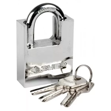 Замок ЗУБР &quot;ЭКСПЕРТ&quot; навесной, стальной корпус, закаленная дужка, с дополнительной защитой, 50мм 37223-50 купить в Кургане