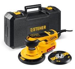 STEHER BOS-25 Duo, d125 / d150 мм, 2.5 мм, 350 Вт, бесщеточная орбитально-шлифовальная машина, кейс (BOS-25)
